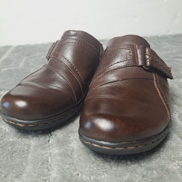Clarks Collection Brown Leather Mules WOMENS SIZE 7.5M slip on comfort shoes - Picture 5 of 13